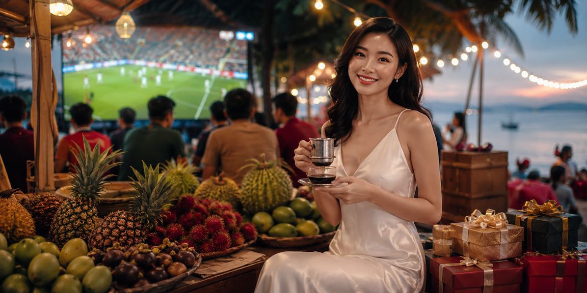 Nhóm bạn xem bóng đá và cá cược cùng nhau tại vùng sông Mekong